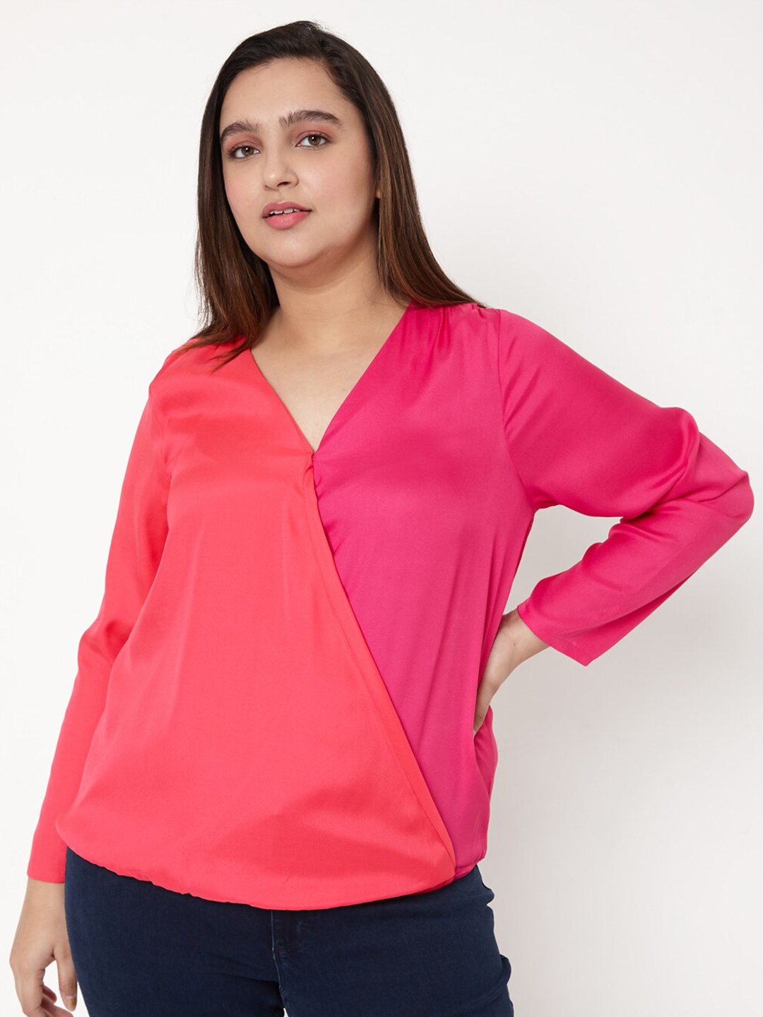 

VERO MODA CURVE Pink Peacock Wrap Top
