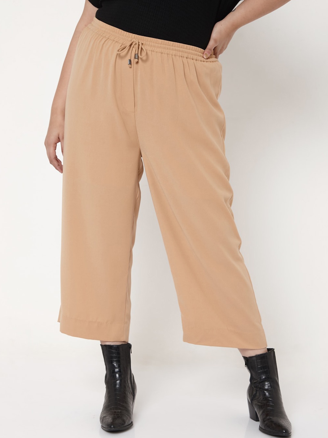 

VERO MODA CURVE Women Beige High-Rise Parallel Trousers