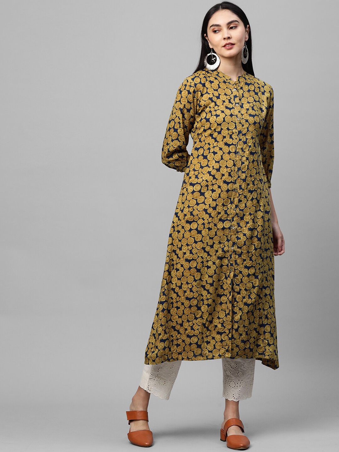 

FASHOR Women Multicoloured Ethnic Motifs Printed Thread Work Kurta, Multi