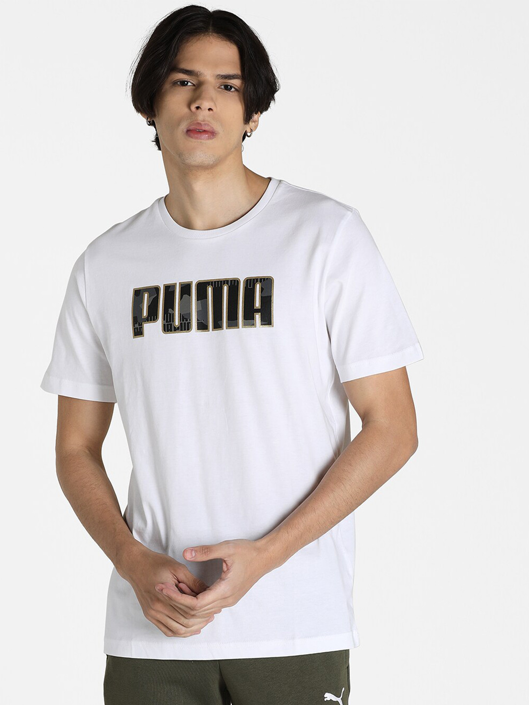

Puma Men White & Black METALLIC NIGHTS Graphic T-shirt