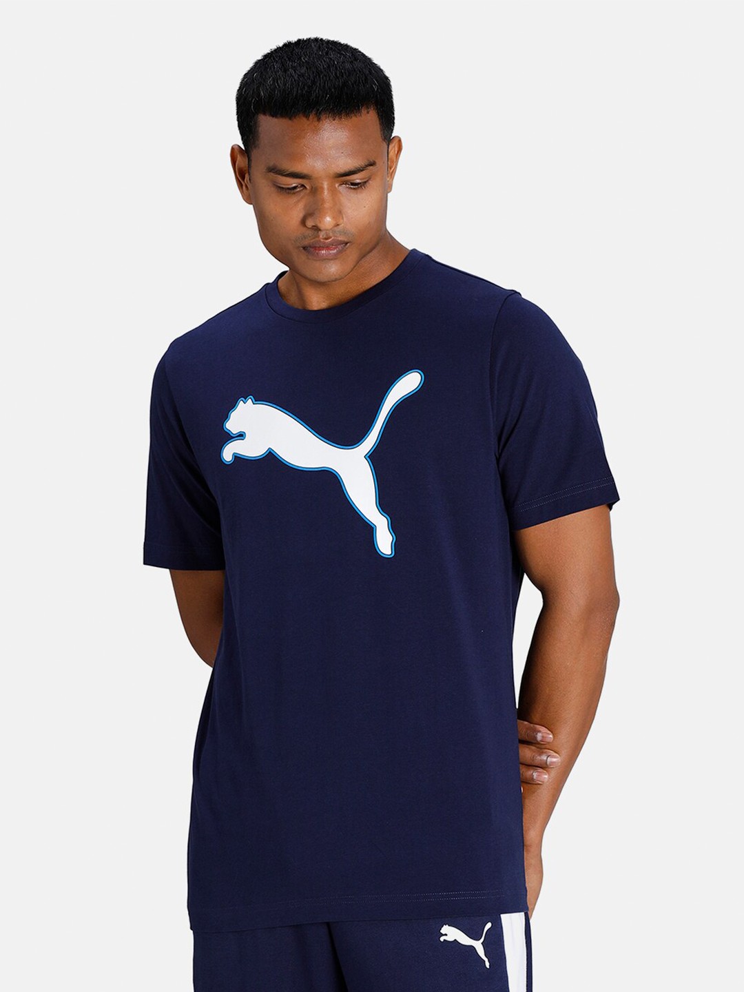 

Puma Men Navy Blue & White Printed T-shirt