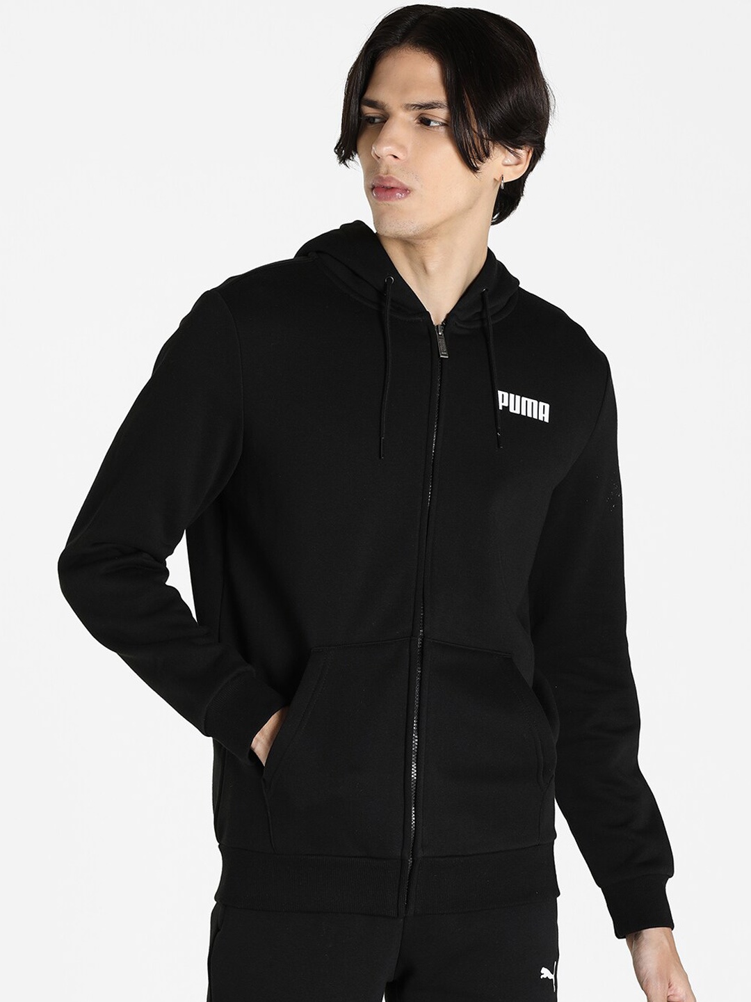 

Puma Men Regular Fit Brand Logo ESS FZ Sporty Track Jacket, Black
