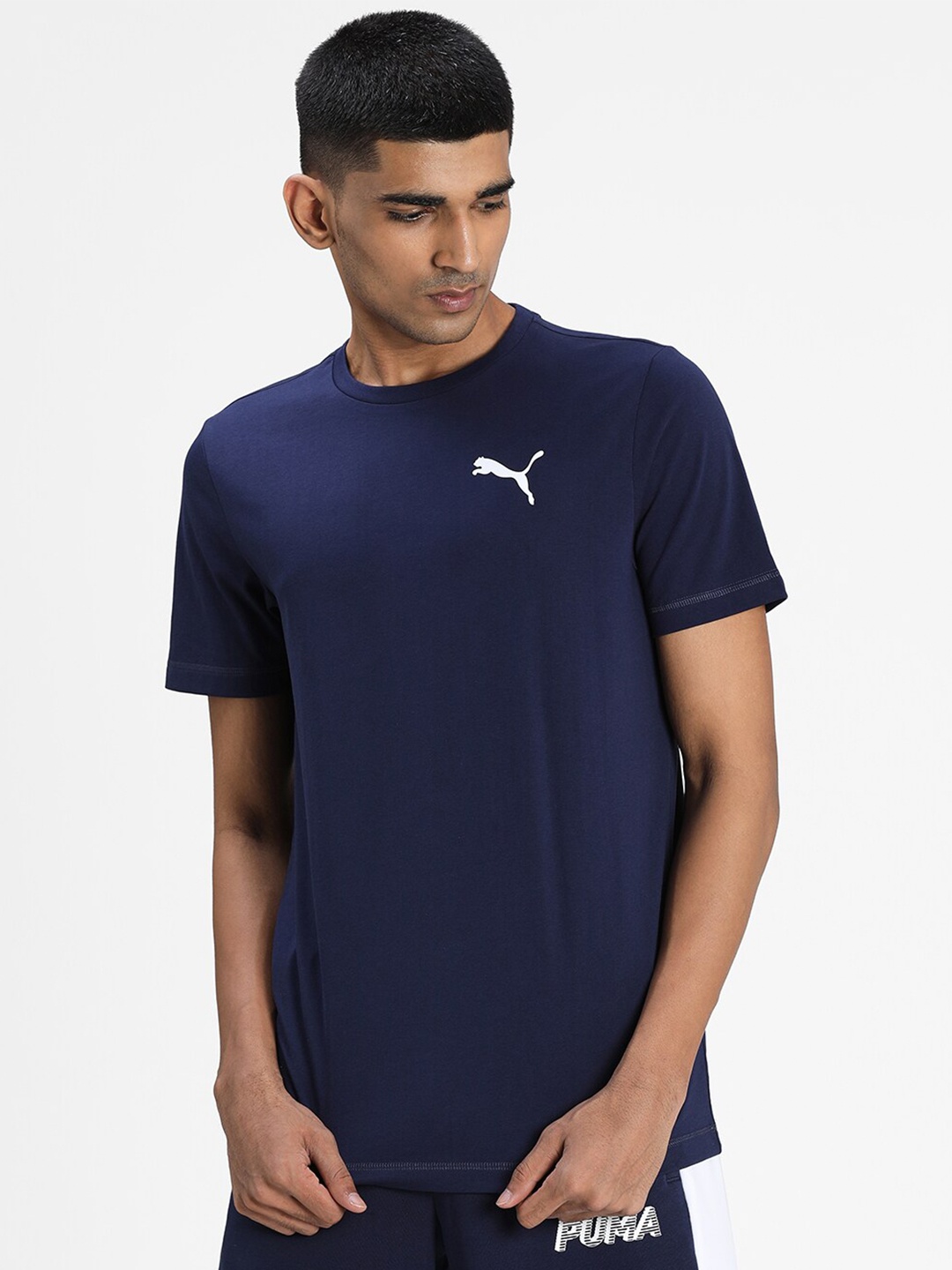 

Puma Solid Cotton ACTIVE Soft Regular Fit T-shirt, Navy blue