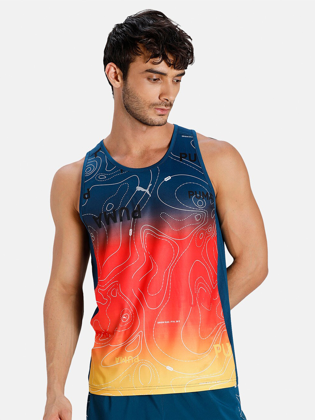 

Puma Men Navy Blue & Red Colourblocked Innerwear Vest