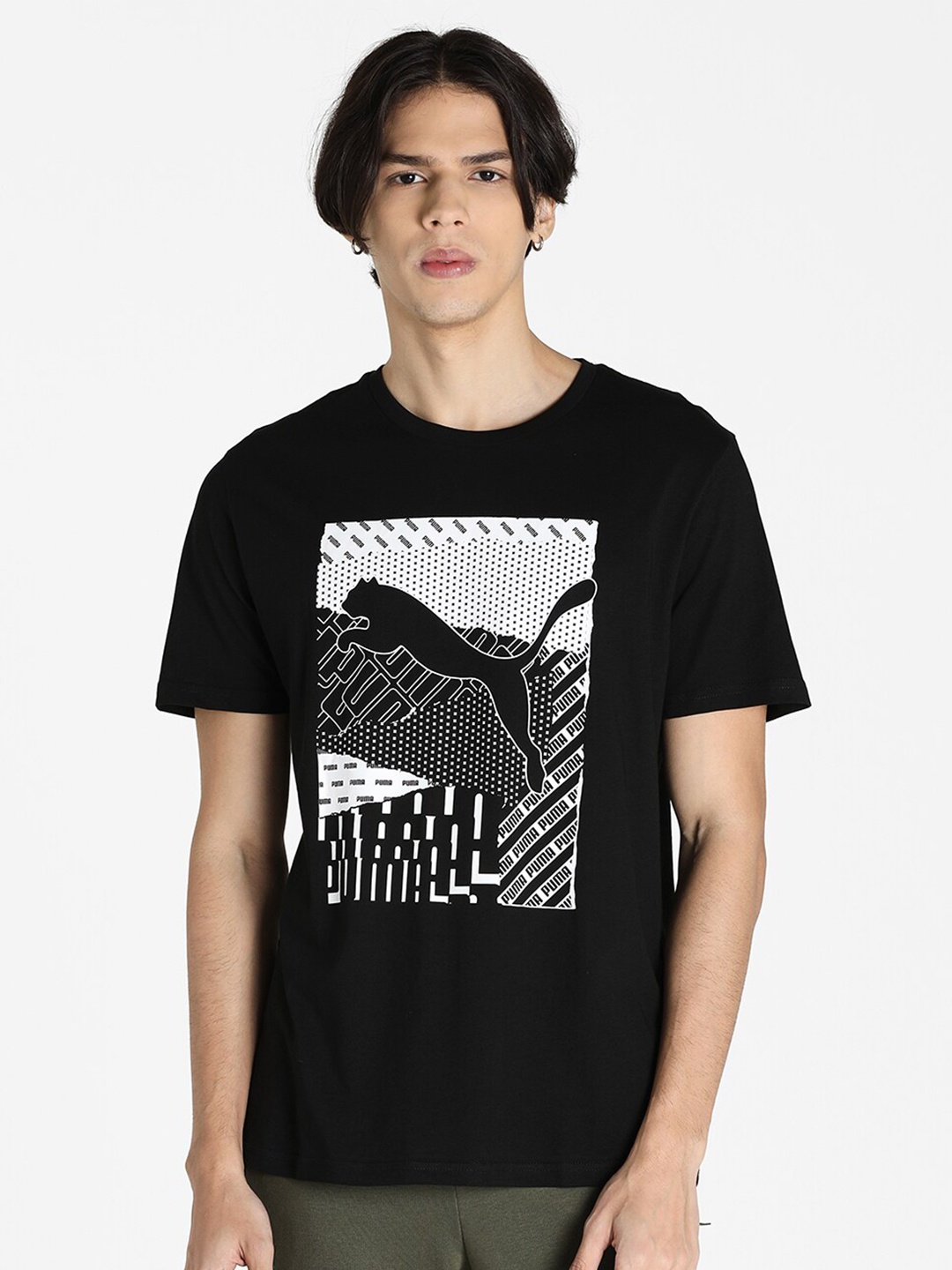 

Puma Men Black & White Printed T-shirt