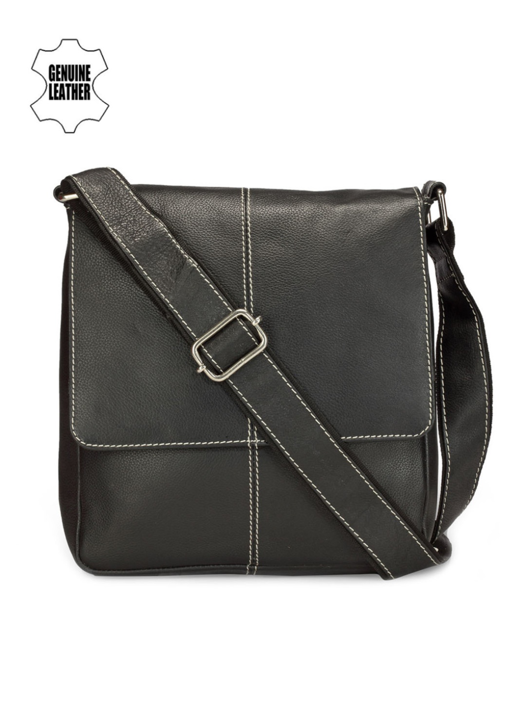 

Teakwood Leathers Men Black Genuine Leather Messenger Bag