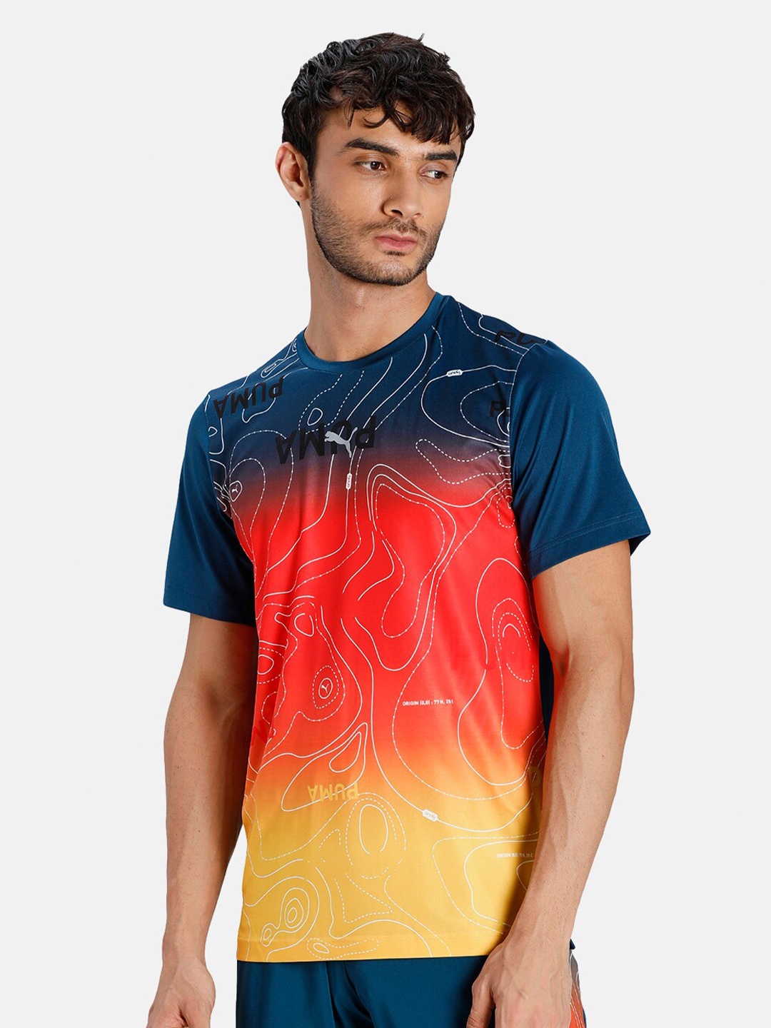 

Puma Men Blue & Red Printed Slim Fit T-shirt