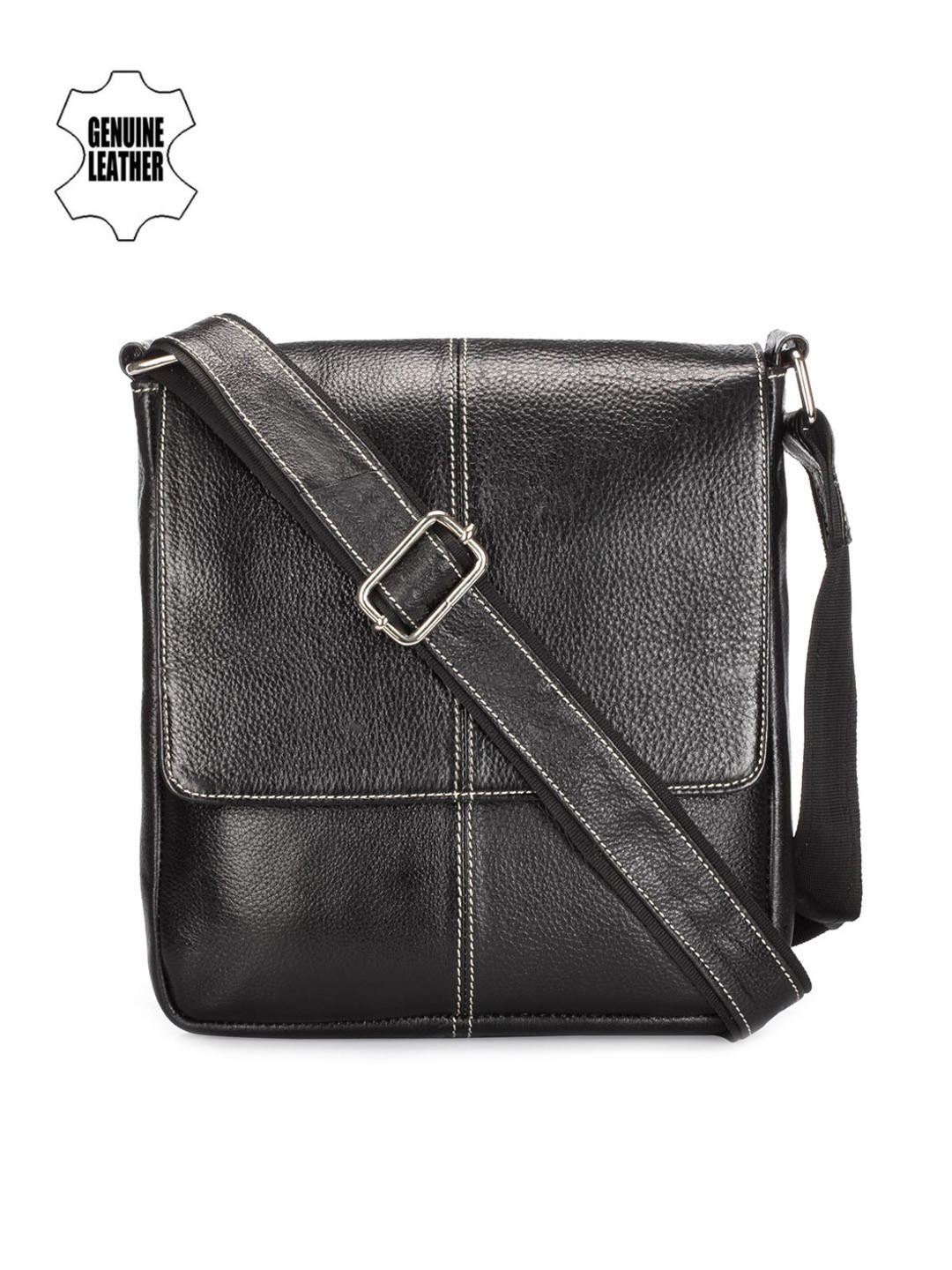 

Teakwood Leathers Men Black Genuine Leather Messenger Bag