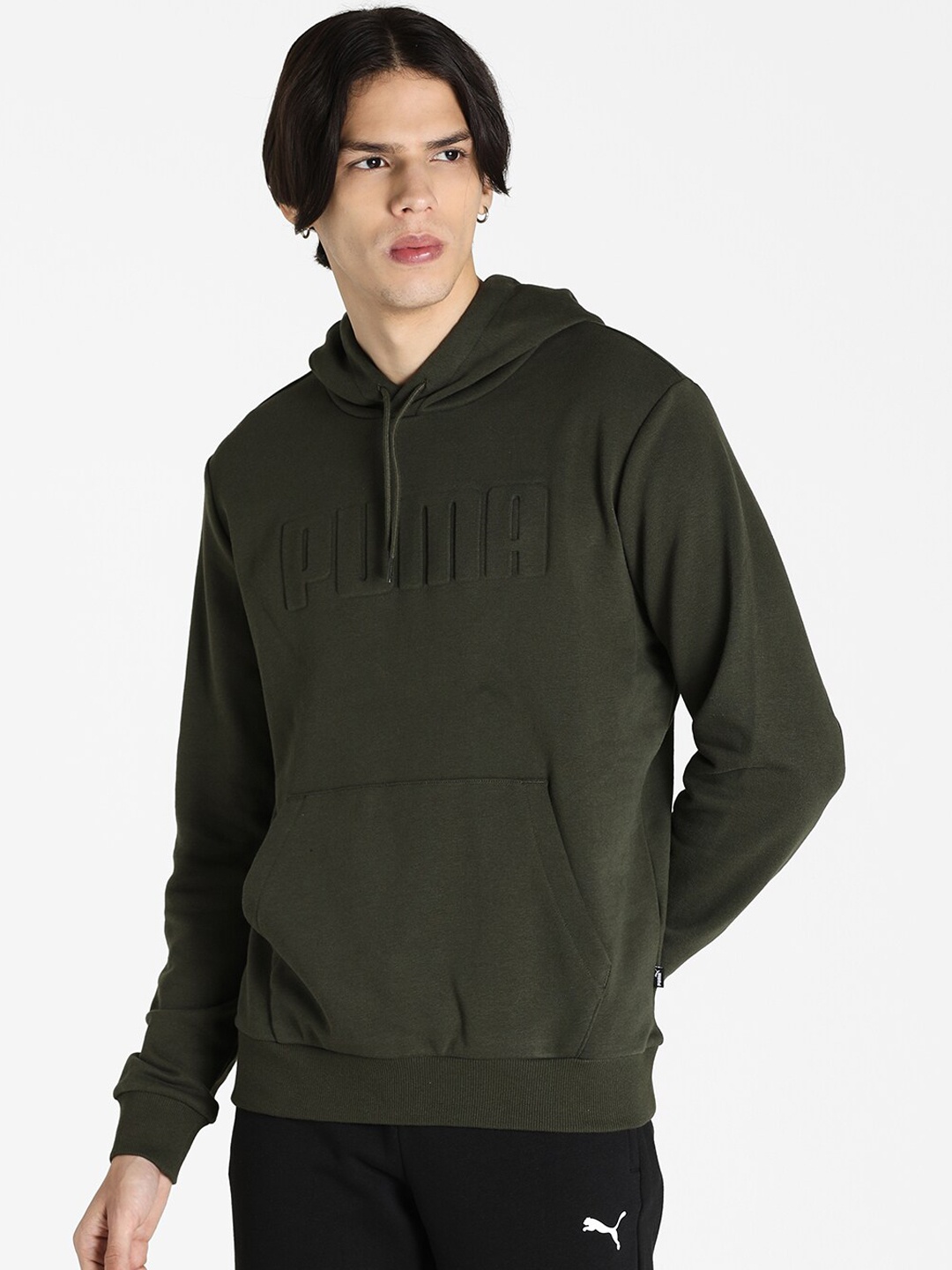 

Puma Men Olive Green Hooded Sweatshirt