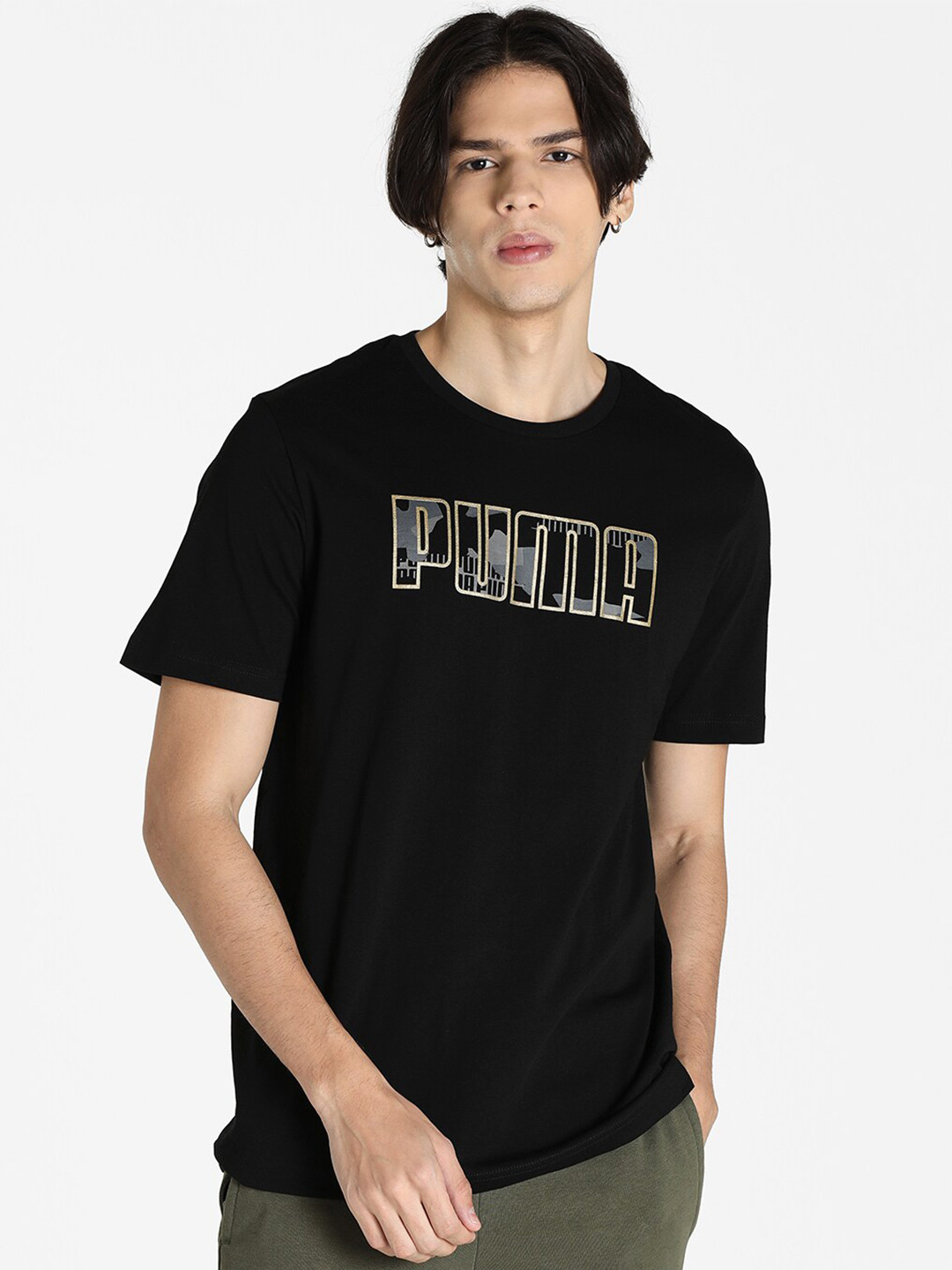 

Puma Men Black & Beige Metallic Night Graphic T-Shirt