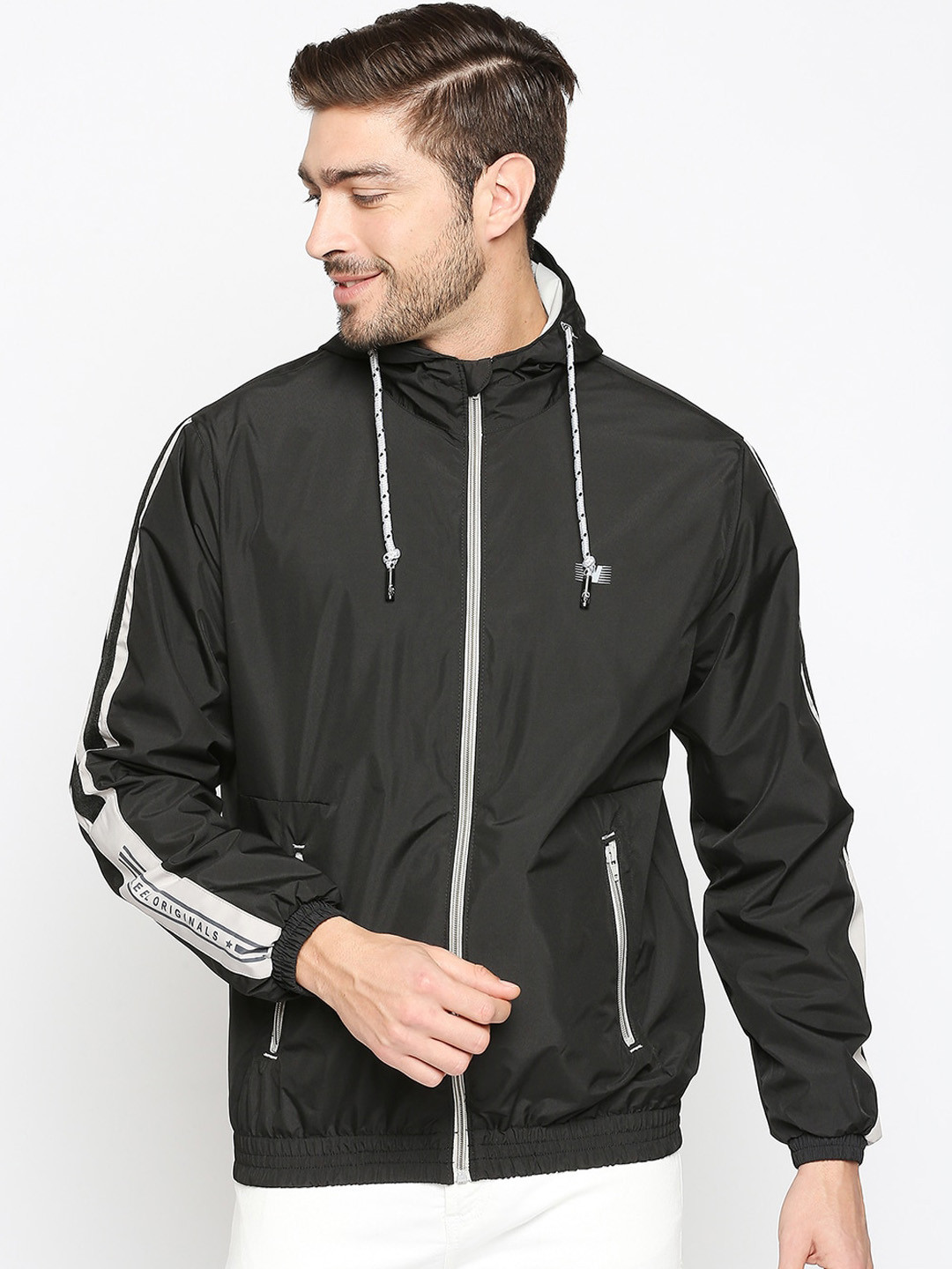 

Zeel Men Black Windcheater Sporty Jacket