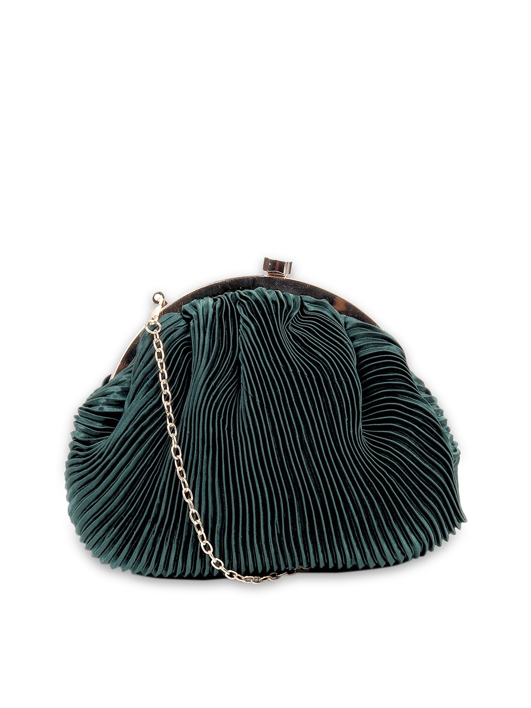 

ODETTE Green Half Moon Clutch