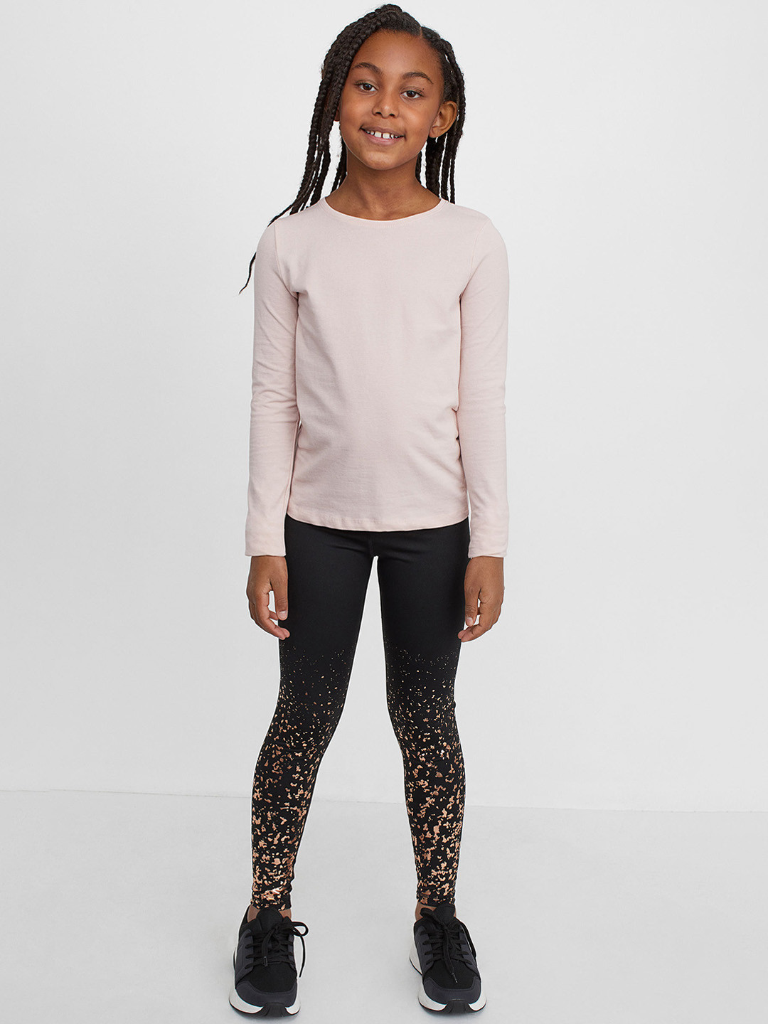 

H&M Girls Black Printed Sports Tights