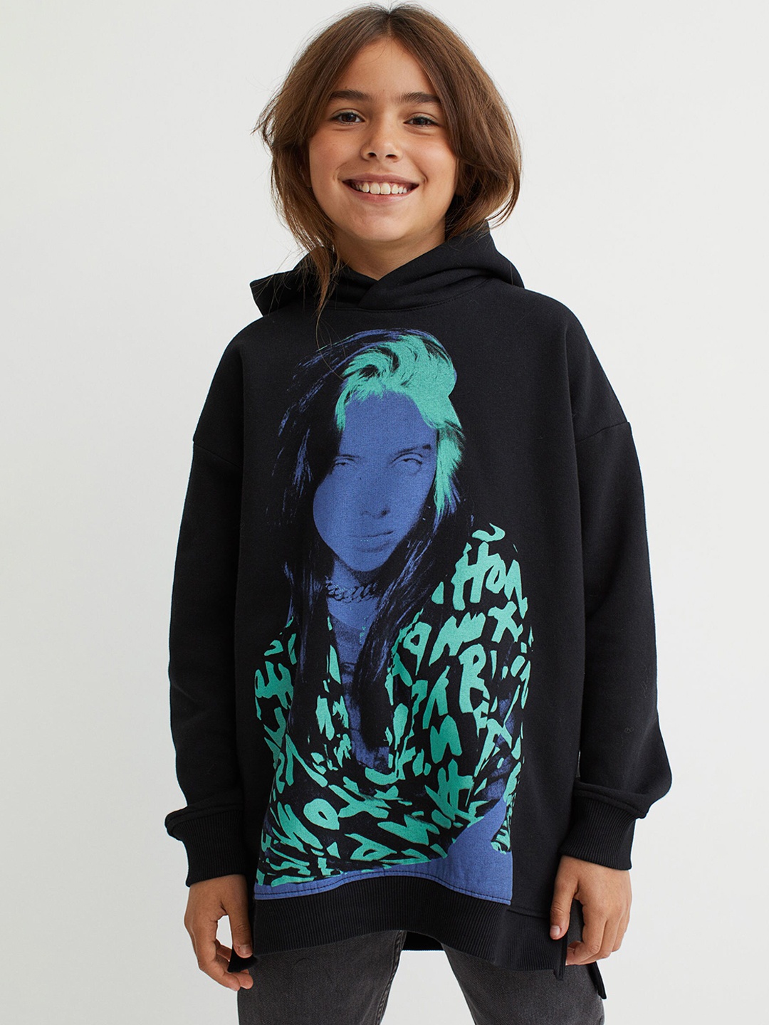 

H&M Girls Black Oversized Hoodie