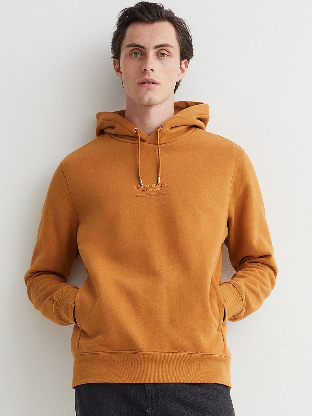 

H&M Men Orange Hooded Top