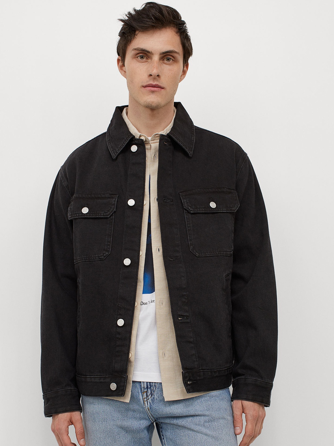 

H&M Men Black Twill Jacket