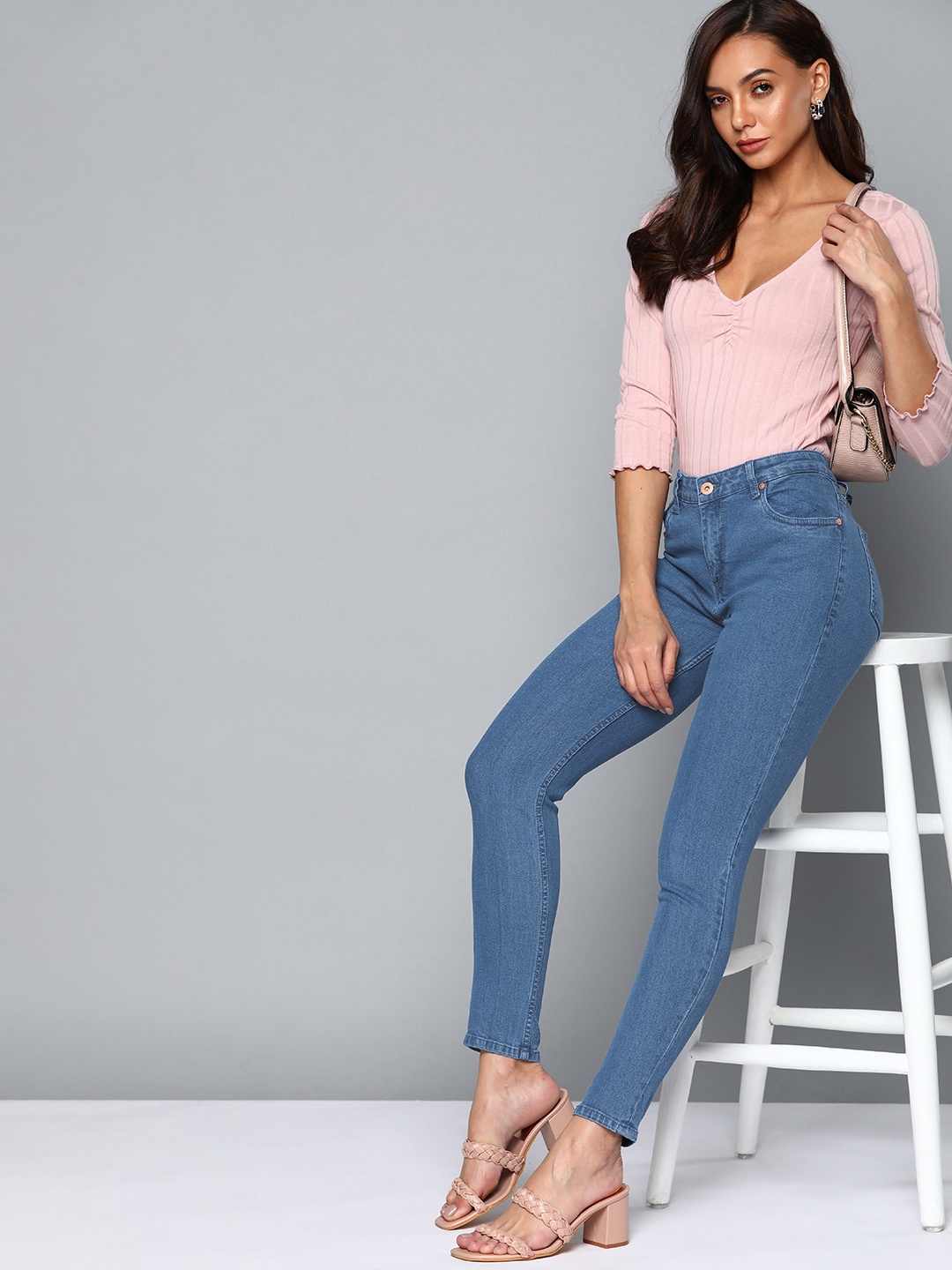 

Chemistry Women Skinny Fit Solid Stretchable Jeans, Blue