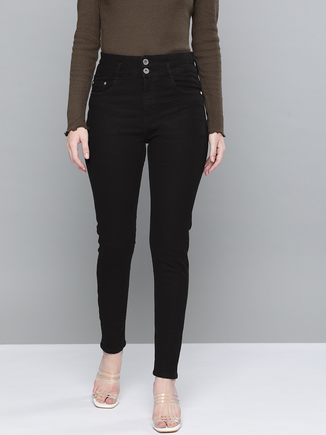 

Chemistry Women Black Solid Stretchable Jeans