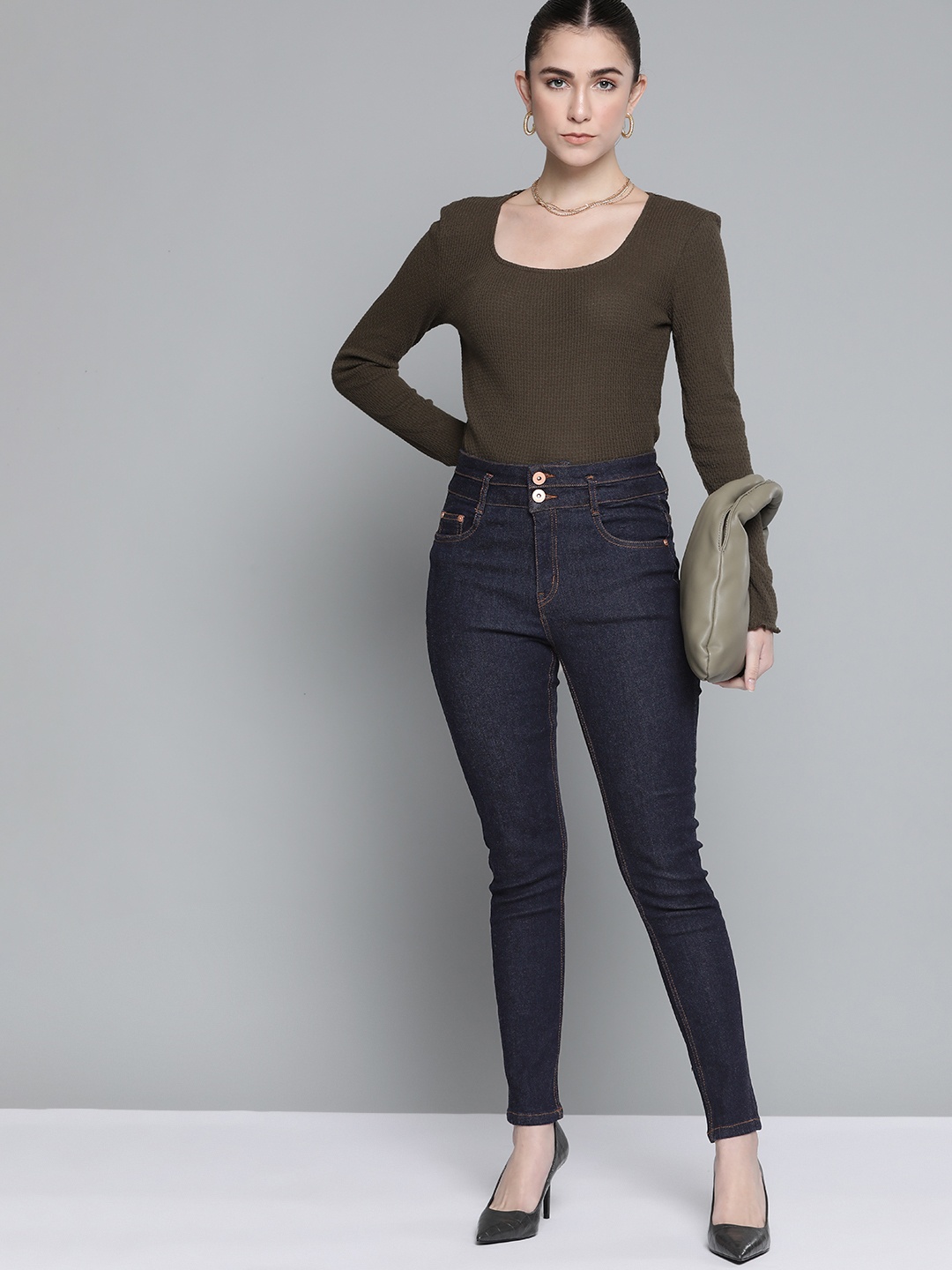 

Chemistry Women Skinny Fit Stretchable Jeans, Navy blue
