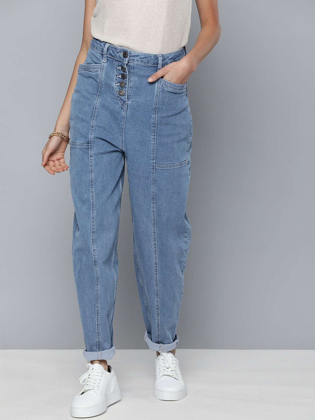 

Chemistry Women Blue Slouchy Fit High-Rise Stretchable Jeans