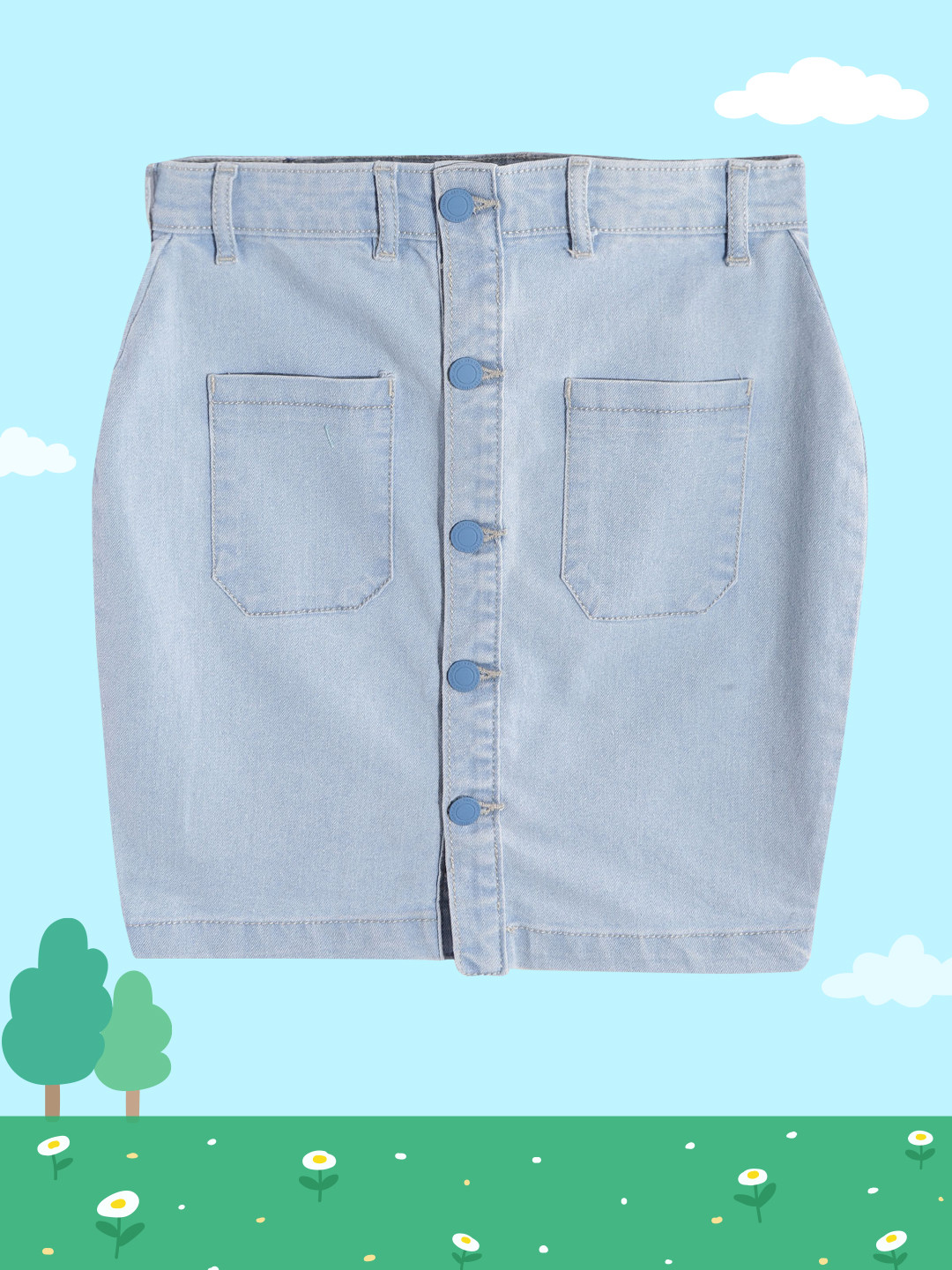 

M&H Juniors Girls Blue Solid Mid-Rise Skirt