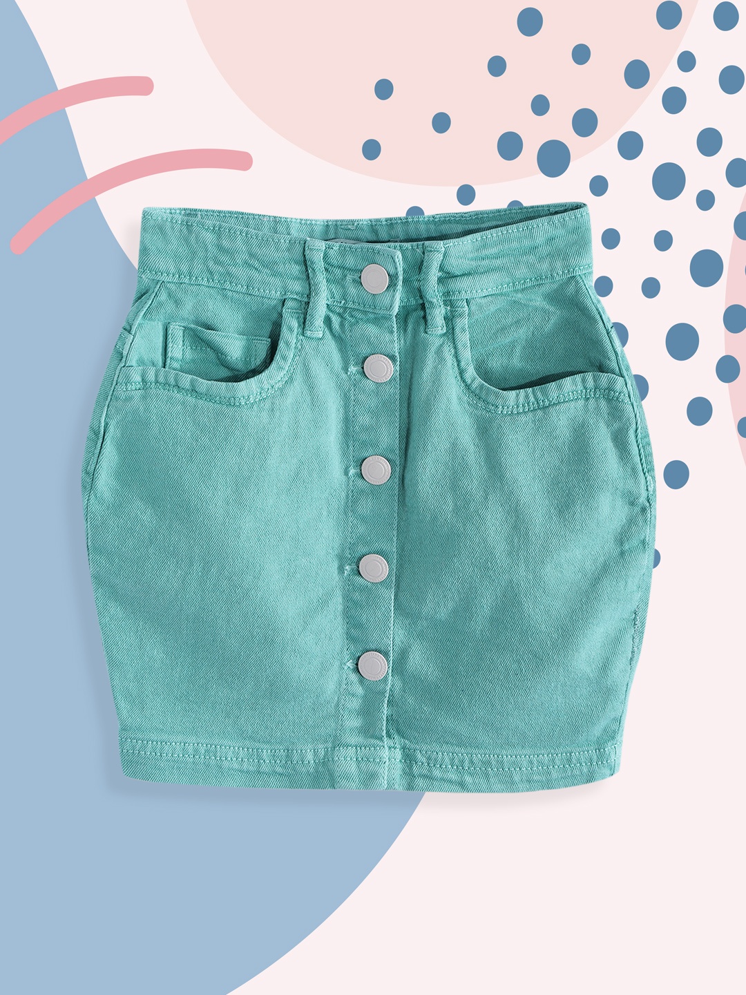 

M&H Juniors Girls Sea Green Solid Denim Straight Skirt