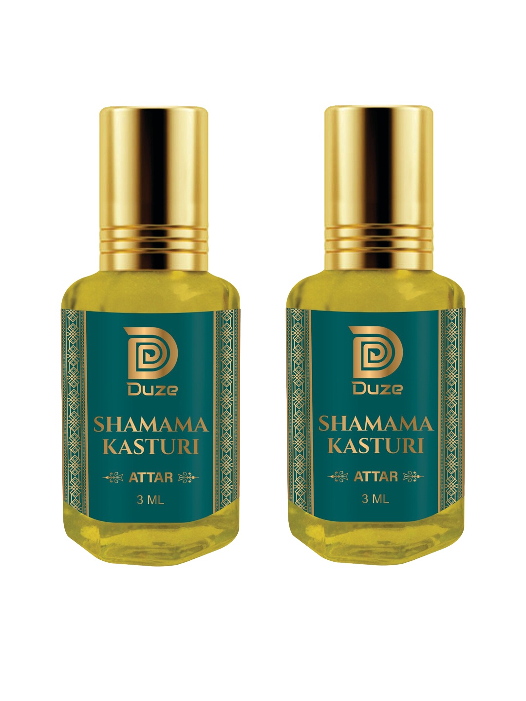 

Duze Unisex Set Of 2 Natural Shamama Kasturi Alcohol Free Attar with roller 6ml, Yellow