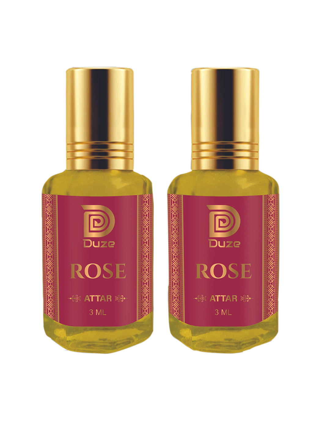 

Duze Unisex Set Of 3 Natural Rose Alcohol Free Sandali Attar with roller 6ml, Yellow