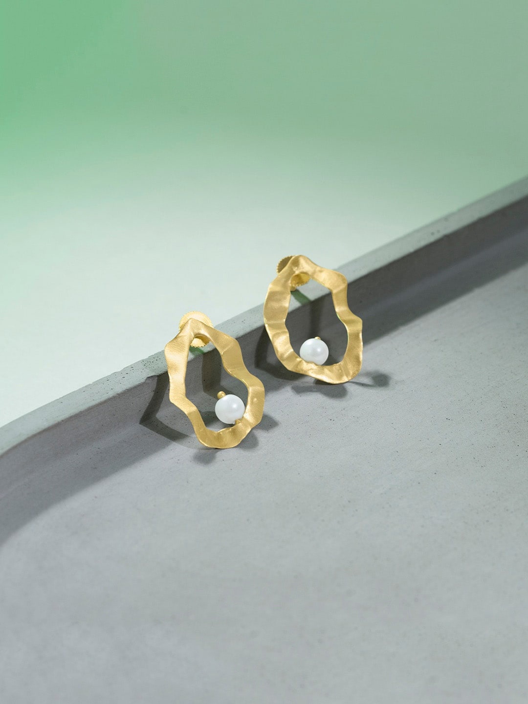 

March by FableStreet Gold-Toned Contemporary Studs Earrings