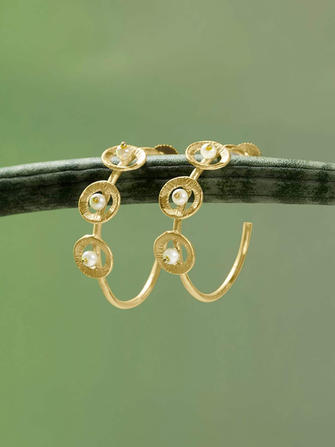 

March by FableStreet Gold-Plated Geometric Half Hoop Earrings