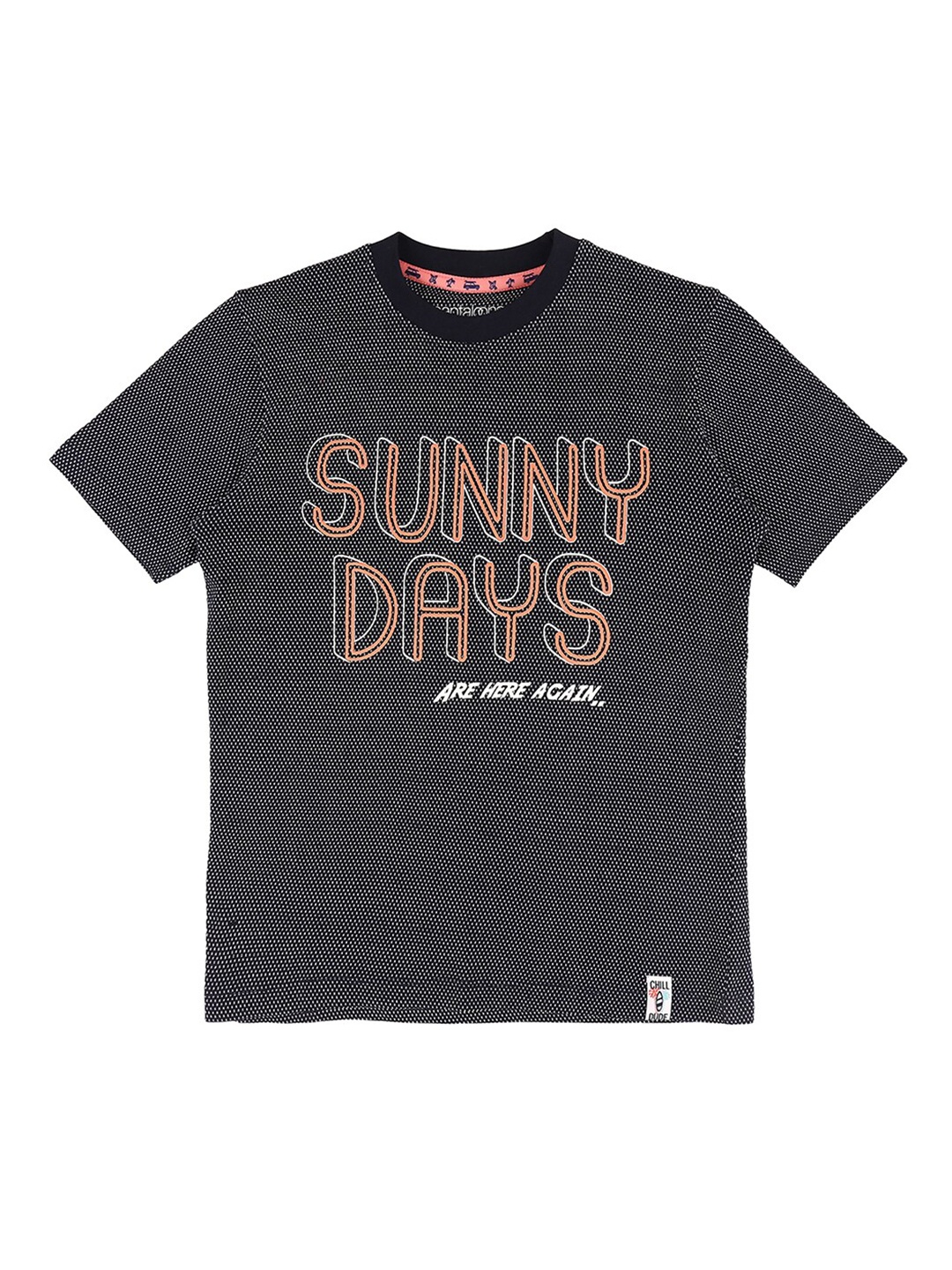 

Pantaloons Junior Boys Navy Blue Typography Printed T-shirt