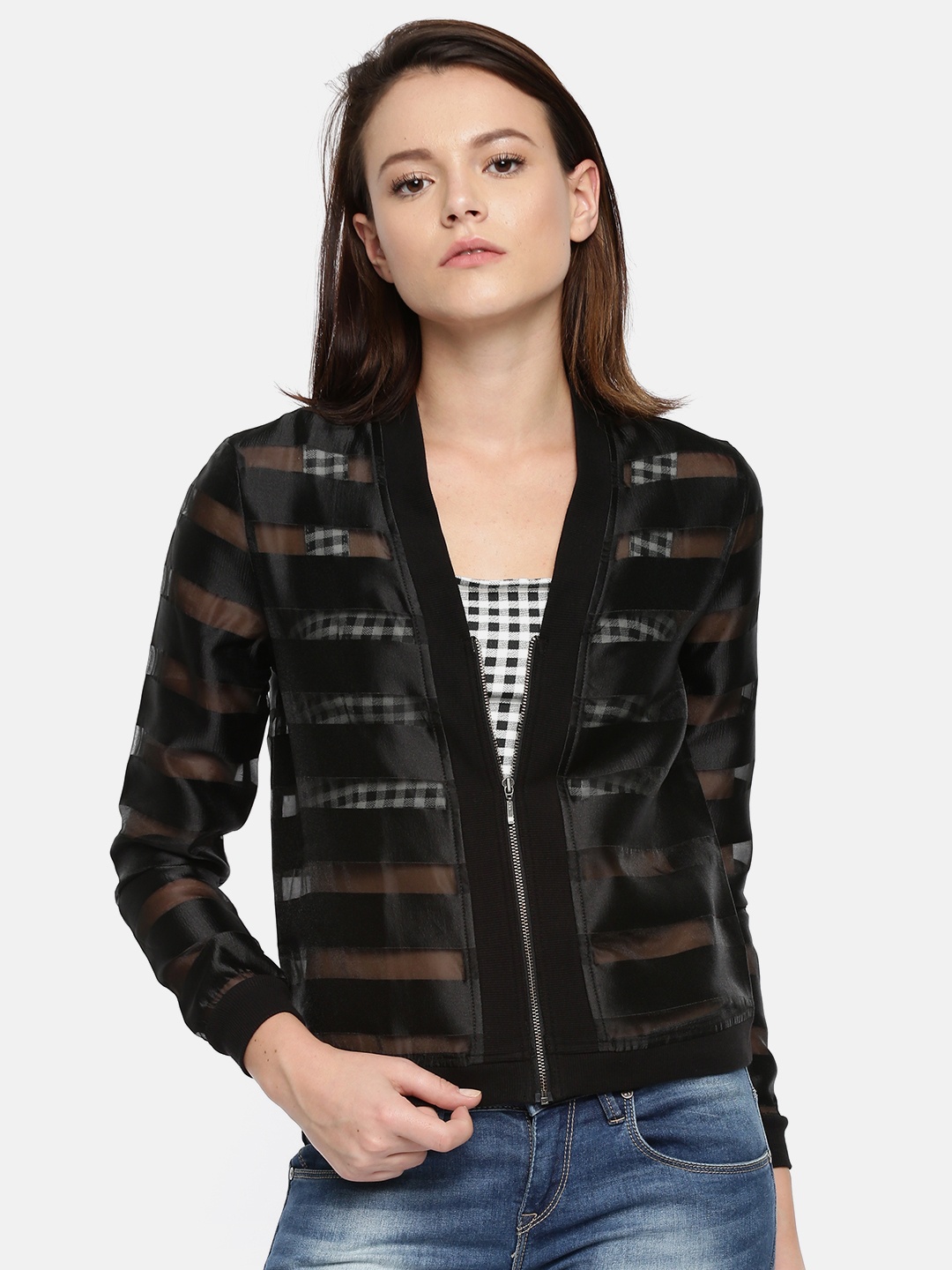 

Vero Moda Women Black Striped Tailored Jacket