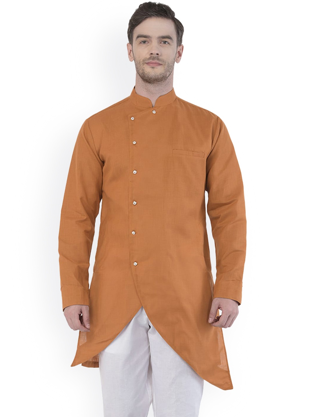 

SG LEMAN Men Tan Thread Work Kurta