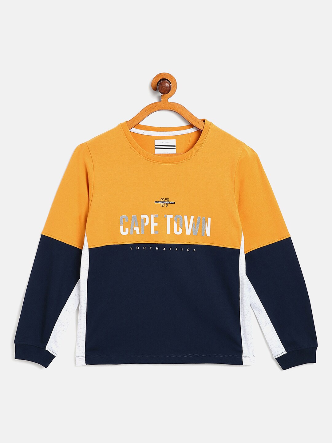 

Octave Boys Yellow & Navy Blue Colourblocked T-shirt