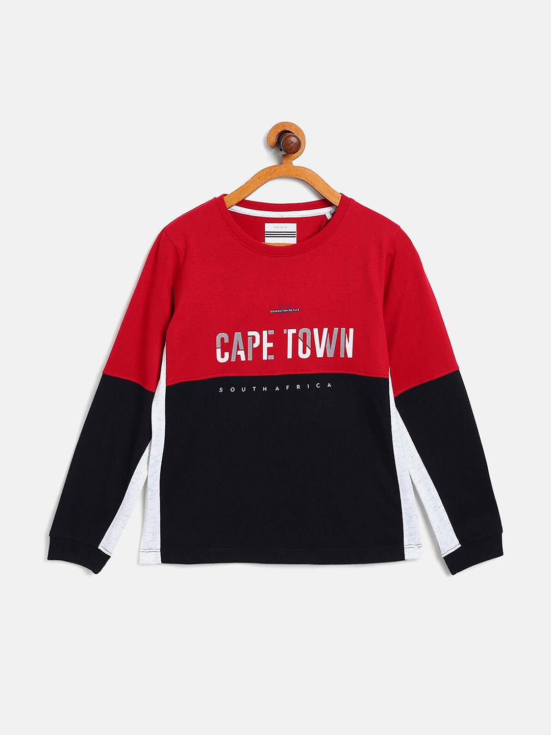 

Octave Boys Red & Red Typography Printed Cotton T-shirt