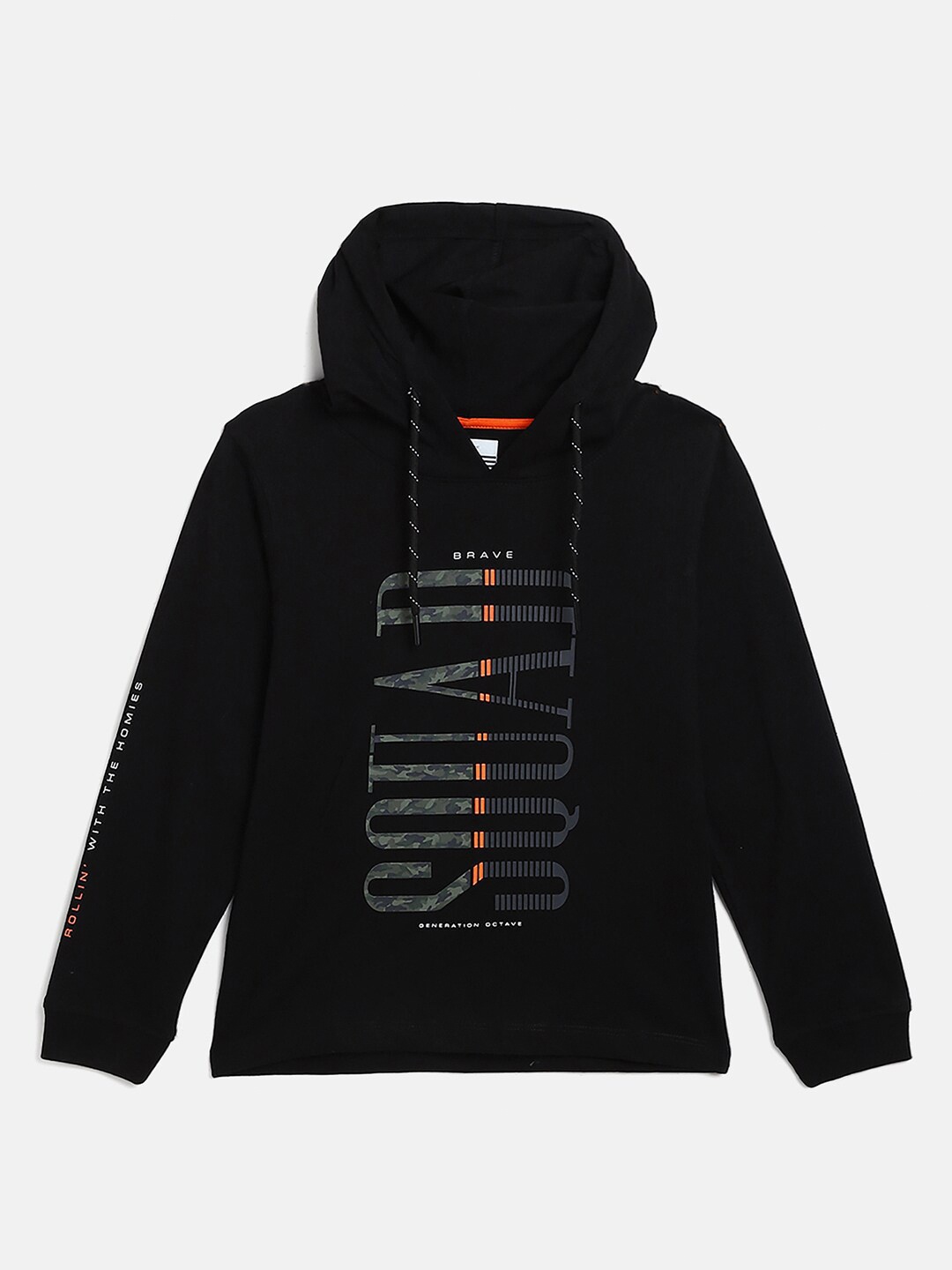 

Octave Boys Black Typography Printed T-shirt