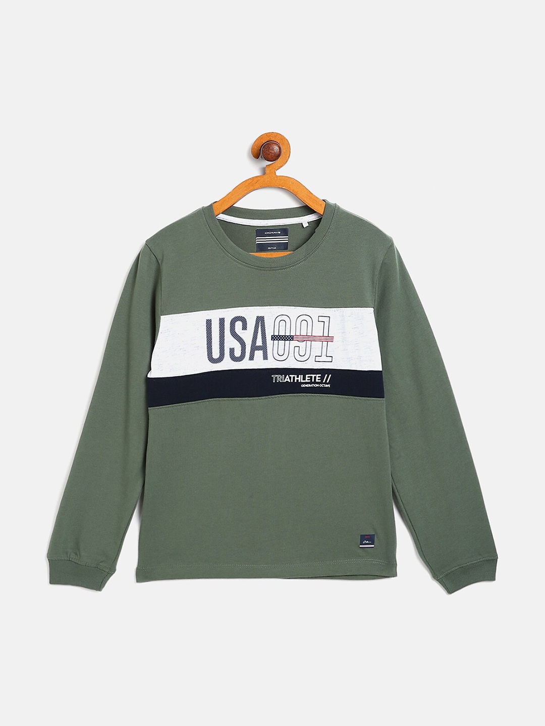 

Octave Boys Green Printed Cotton T-shirt