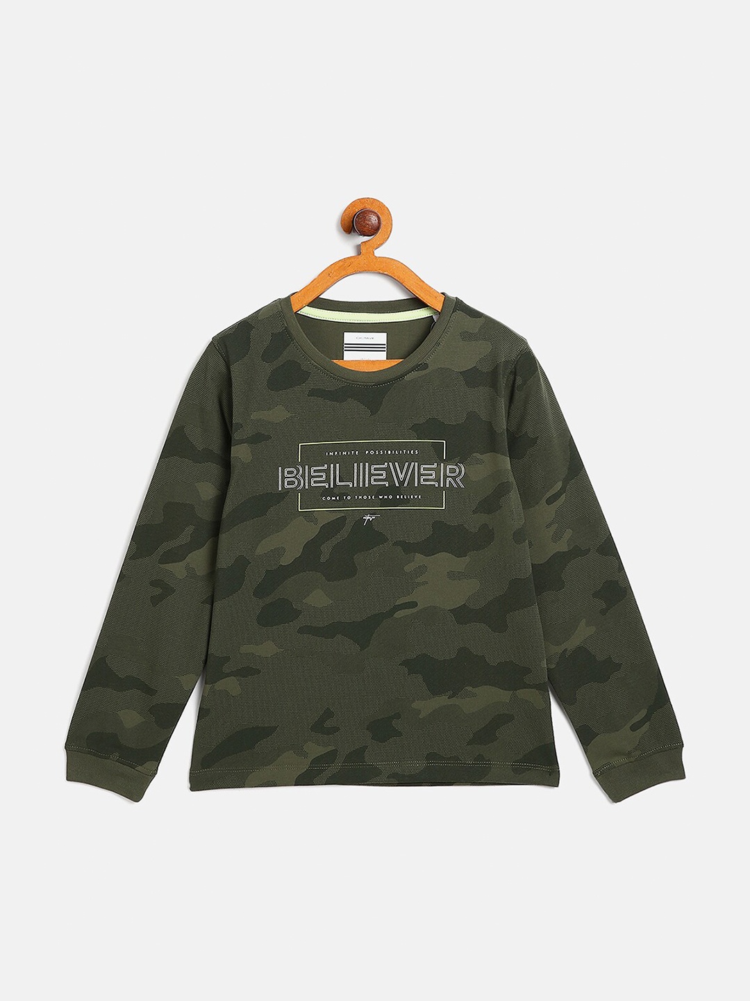 

Octave Boys Olive Green Camouflage Printed T-shirt