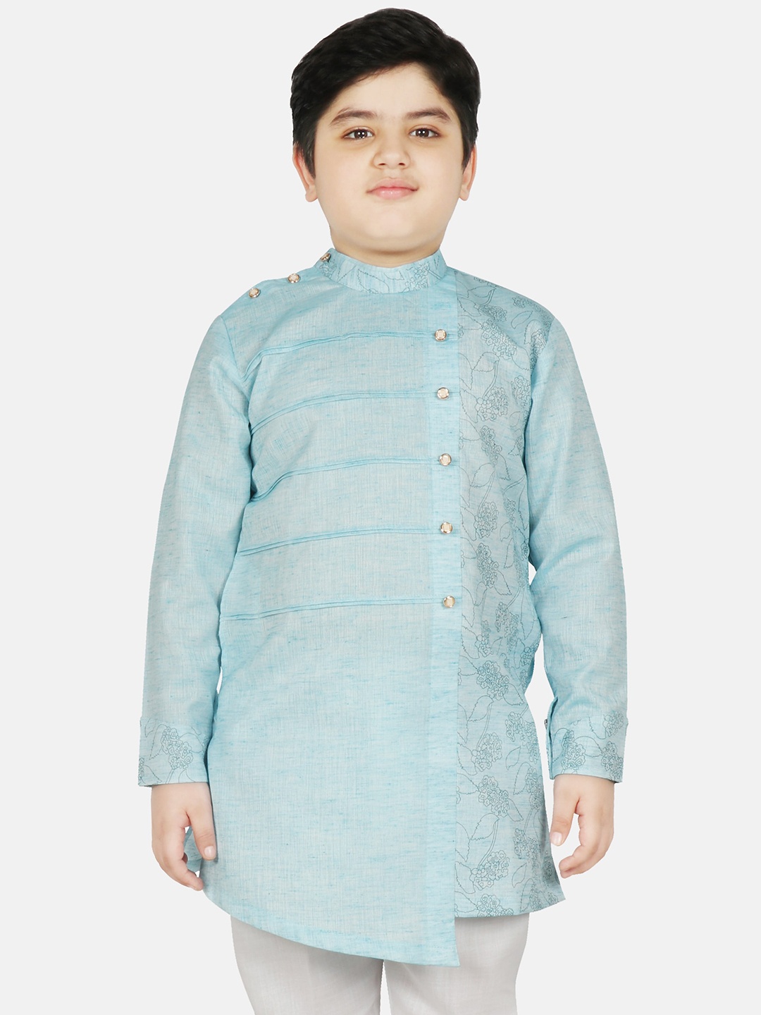

SG YUVRAJ Boys Turquoise Blue Thread Work Kurta
