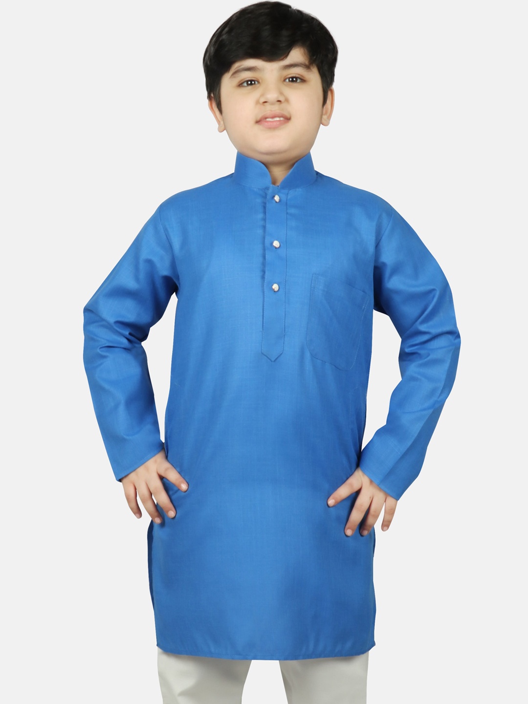 

SG YUVRAJ Boys Turquoise Blue Raw Silk Raw Silk Kurta