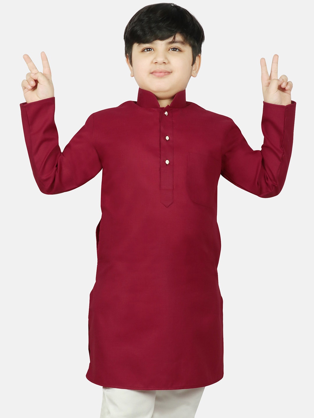 

SG YUVRAJ Boys Maroon Raw Silk Raw Silk Kurta