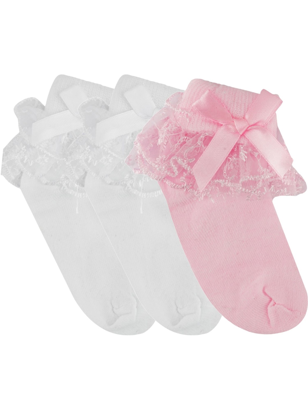 N2S NEXT2SKIN Infant Girls Pack Of 3 Assorted Super Combed Cotton Calf-Length Socks