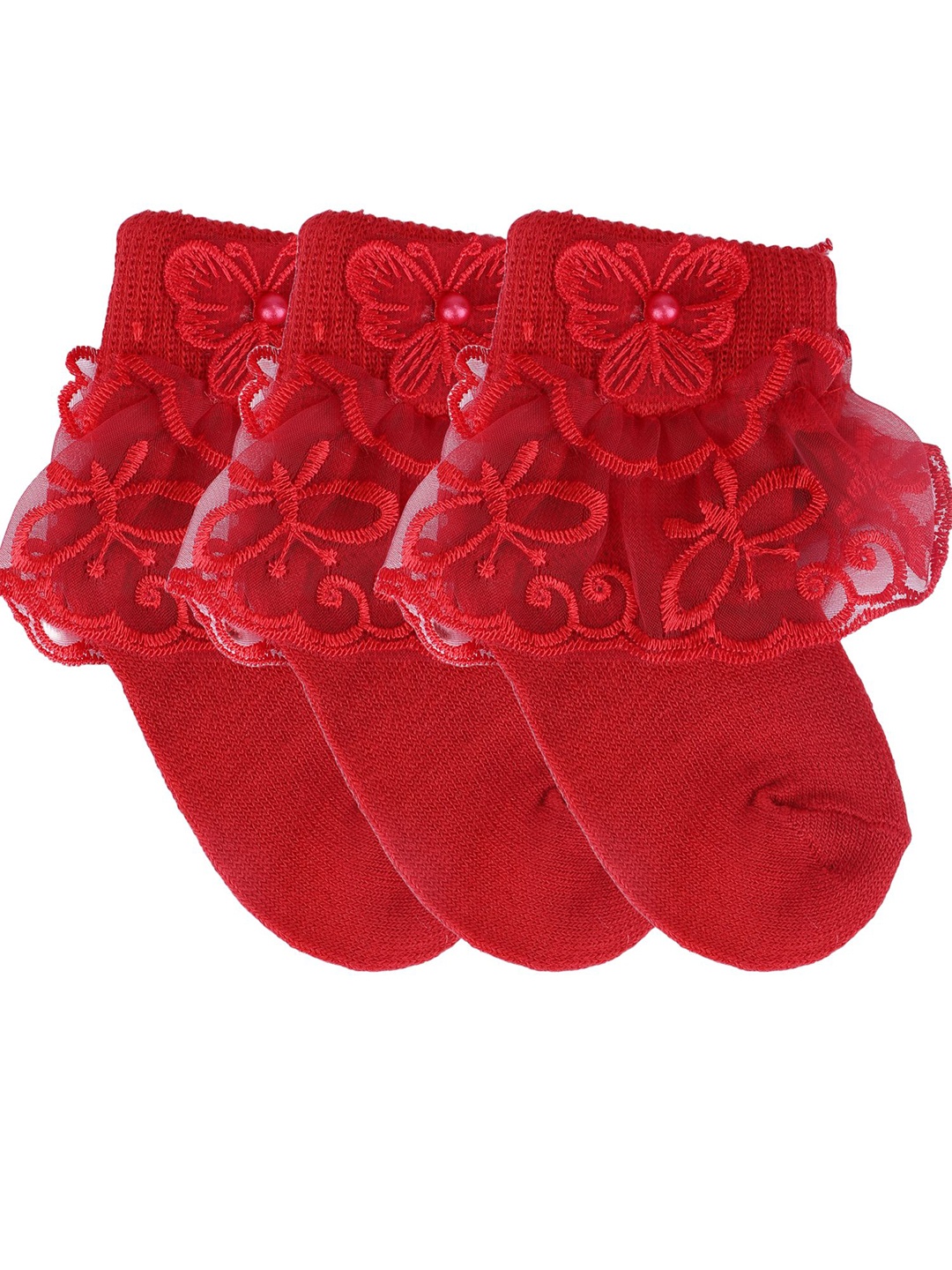 N2S NEXT2SKIN Infant Girls Pack Of 3 Assorted Super Combed Cotton Calf-Length Socks