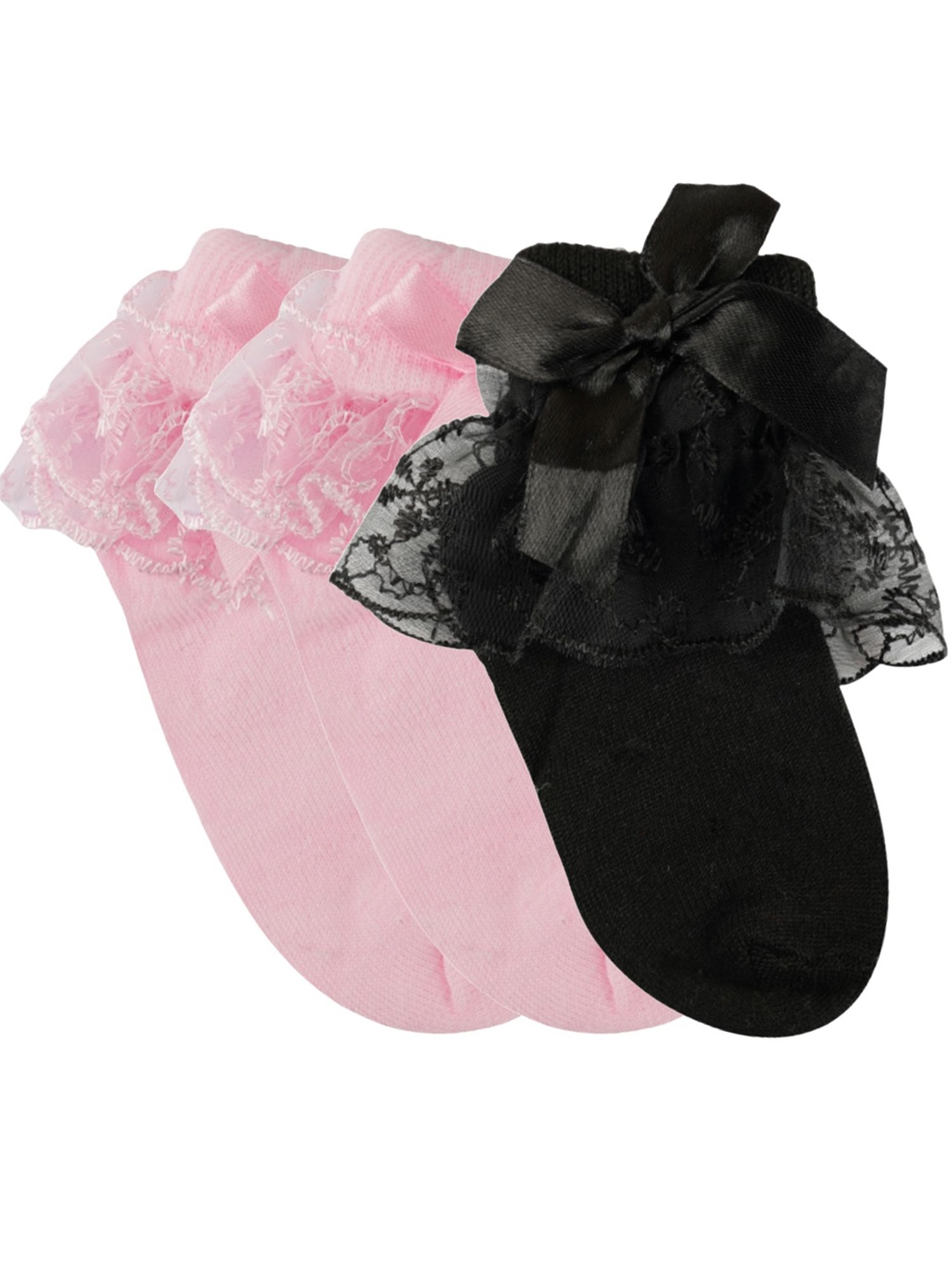 N2S NEXT2SKIN Infant Girls Pack Of 3 Assorted Super Combed Cotton Calf-Length Socks