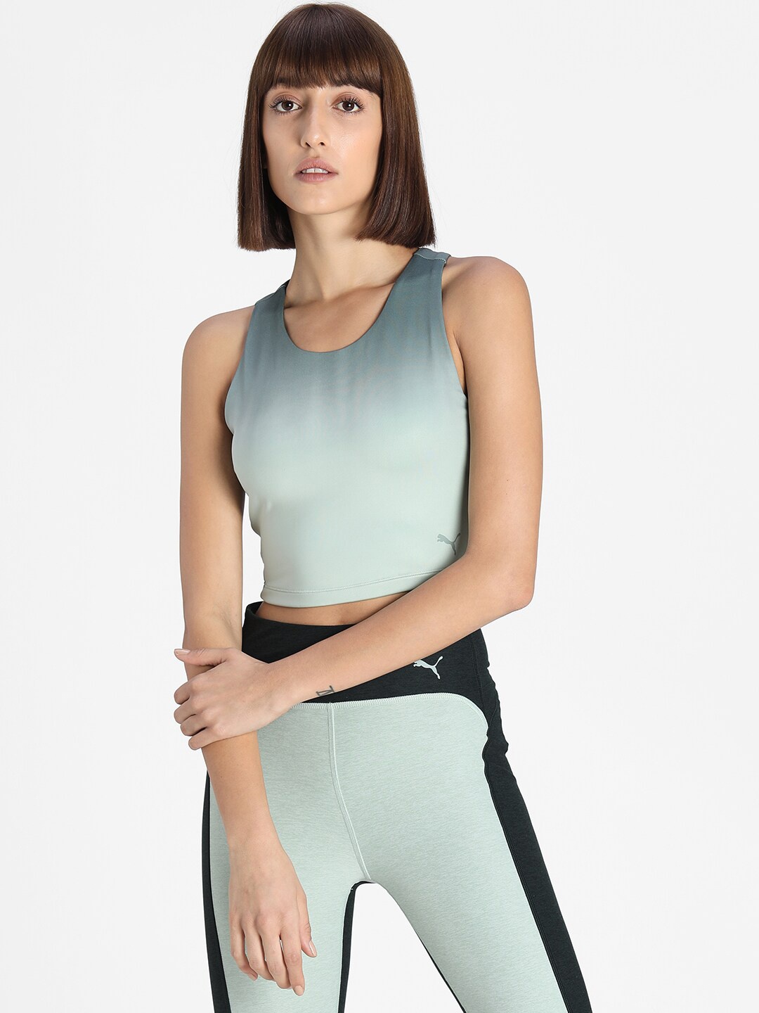 

Puma Green STUDIO Ombre Racerback Crop Yoga Top
