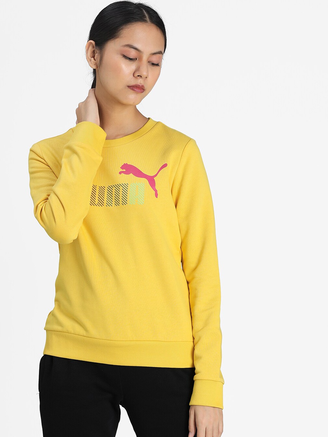

Puma Women Yellow Printed Sweatshirt