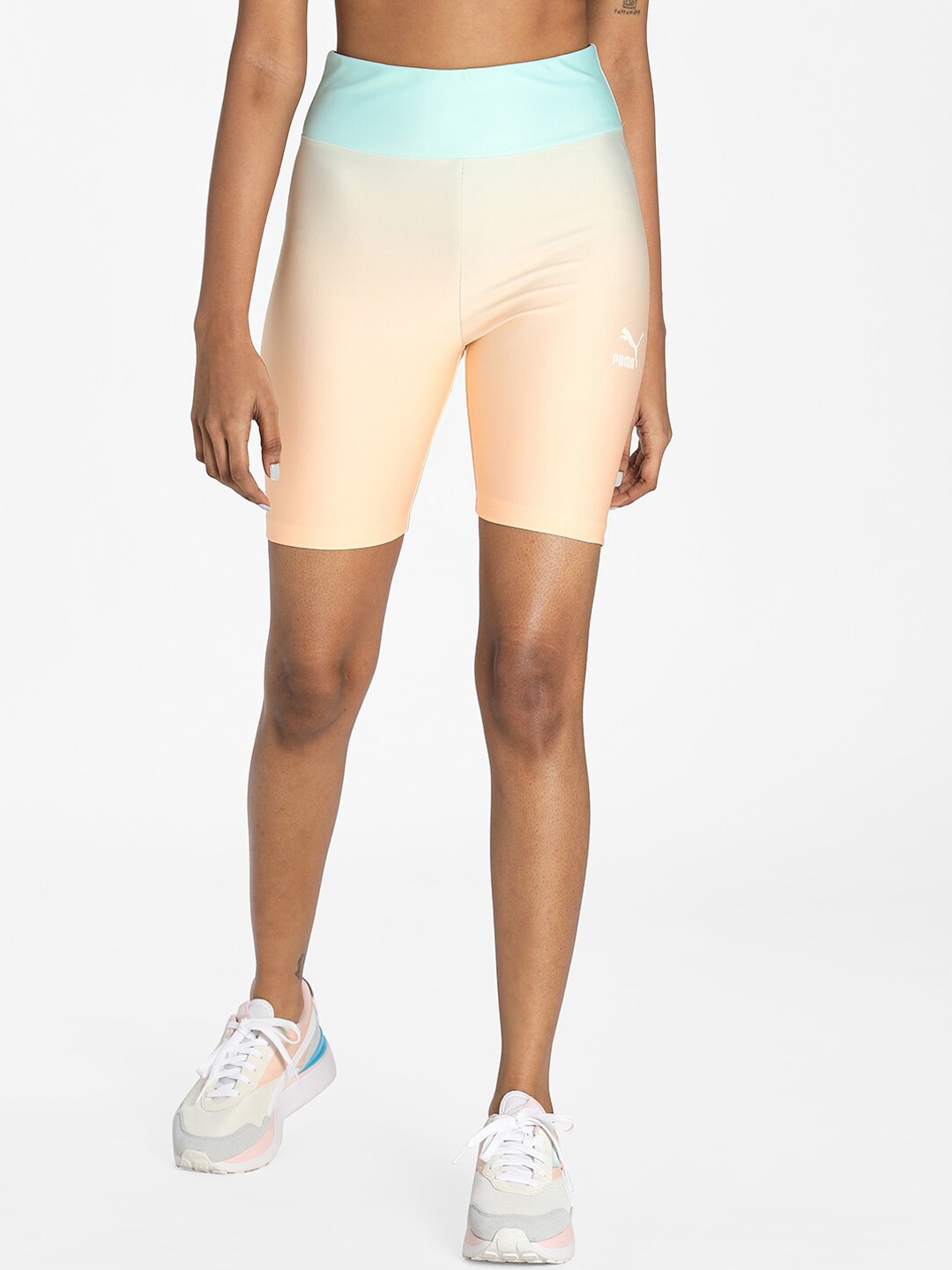 

Puma Women Beige Printed Skinny Fit High-Rise Outdoor Sports Shorts