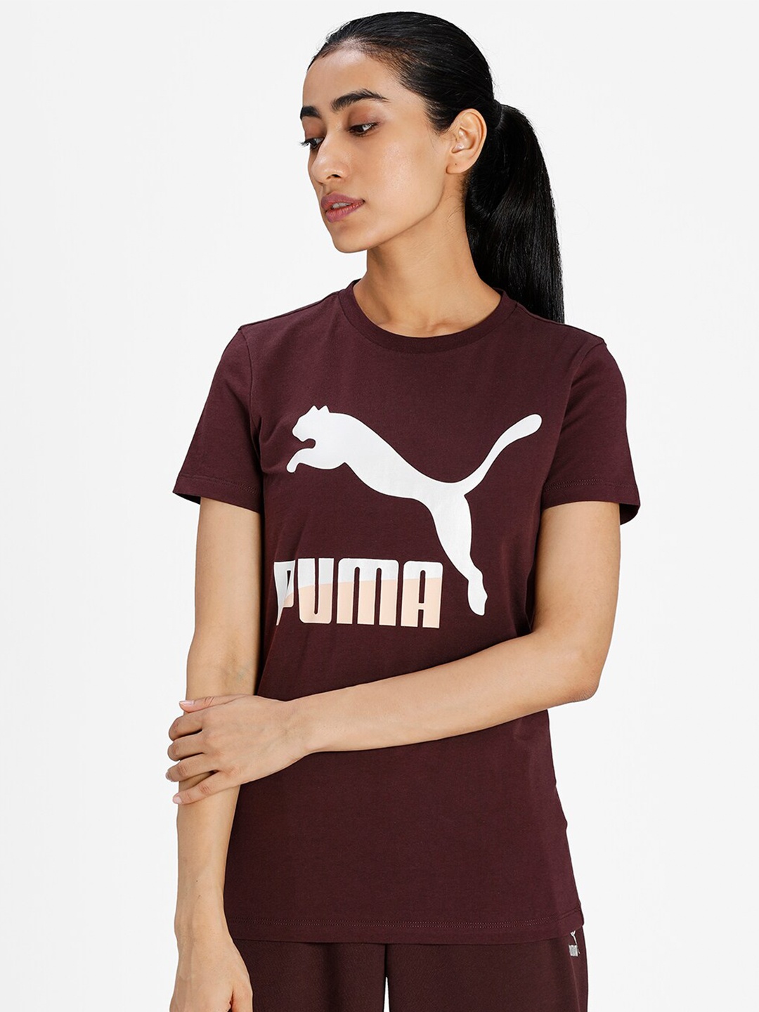 

Puma Women Maroon Classics Logo Tee