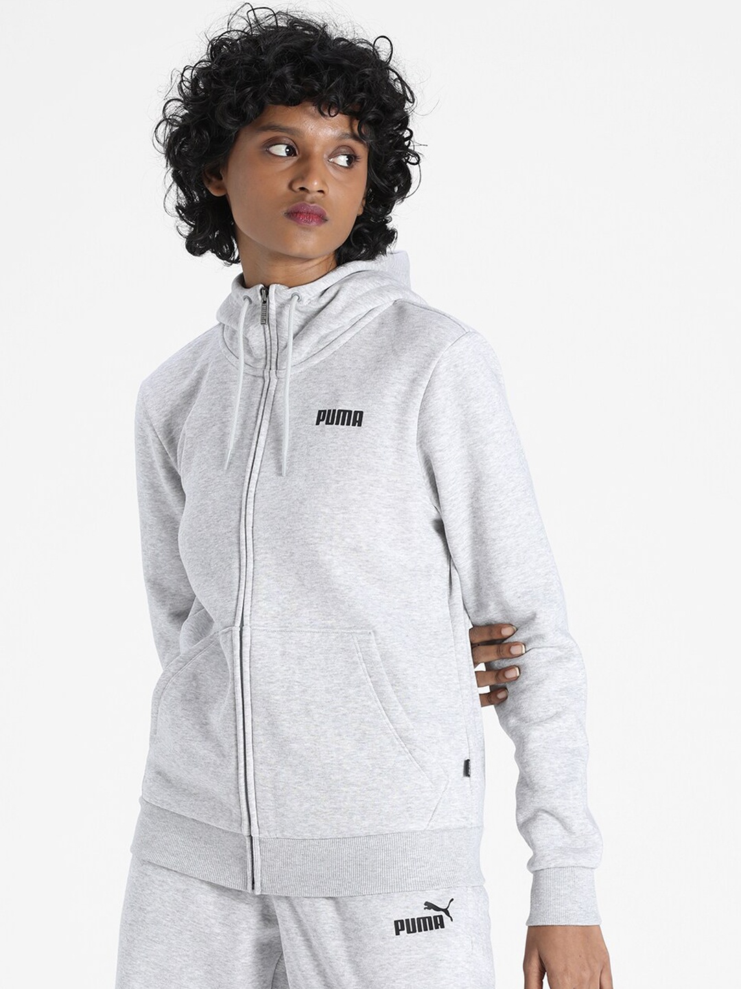 

Puma Women Grey Outdoor ESS FZ Hoody FL Regular Fit Sporty Jacket