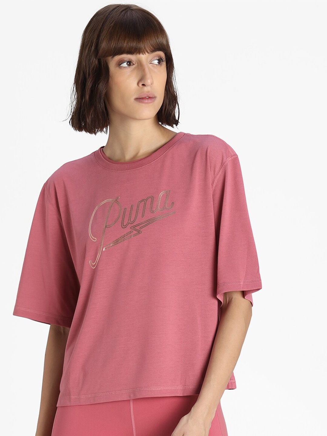 

Puma Women Mauve Performance Moto Boxy T-shirt